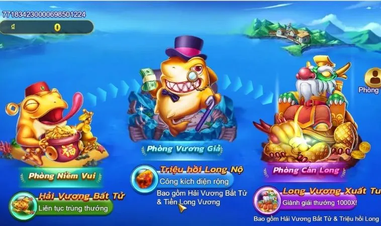 Chinh Phục Đại Dương Royal Fishing QQ88 Săn Thưởng Cực Khủng 2 Các phòng chơi trong game bắn cá Royal Fishing QQ88
