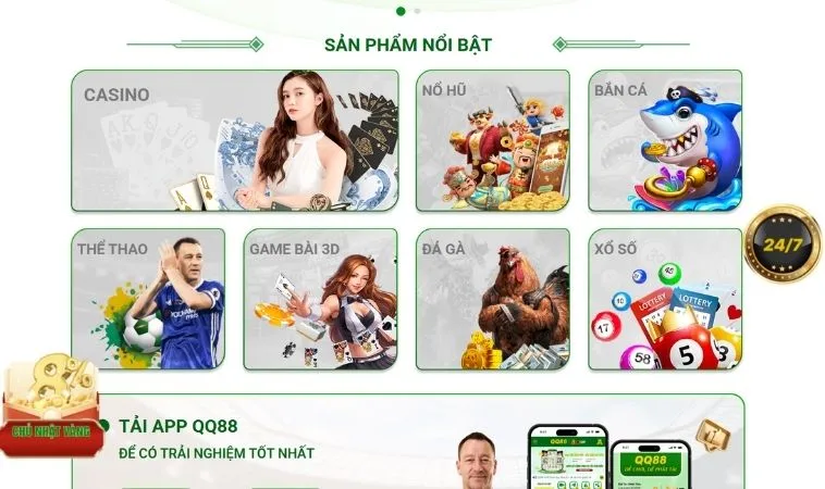 Đa dạng các sản phẩm game để trải nghiệm tại nhà cái QQ88