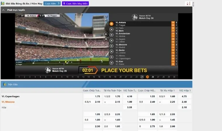 Khám Phá Cá Cược Thể Thao Ảo QQ88 Và Chinh Phục Mọi Kèo Đấu 2 Giao diện đặt kèo cá cược thể thao ảo QQ88